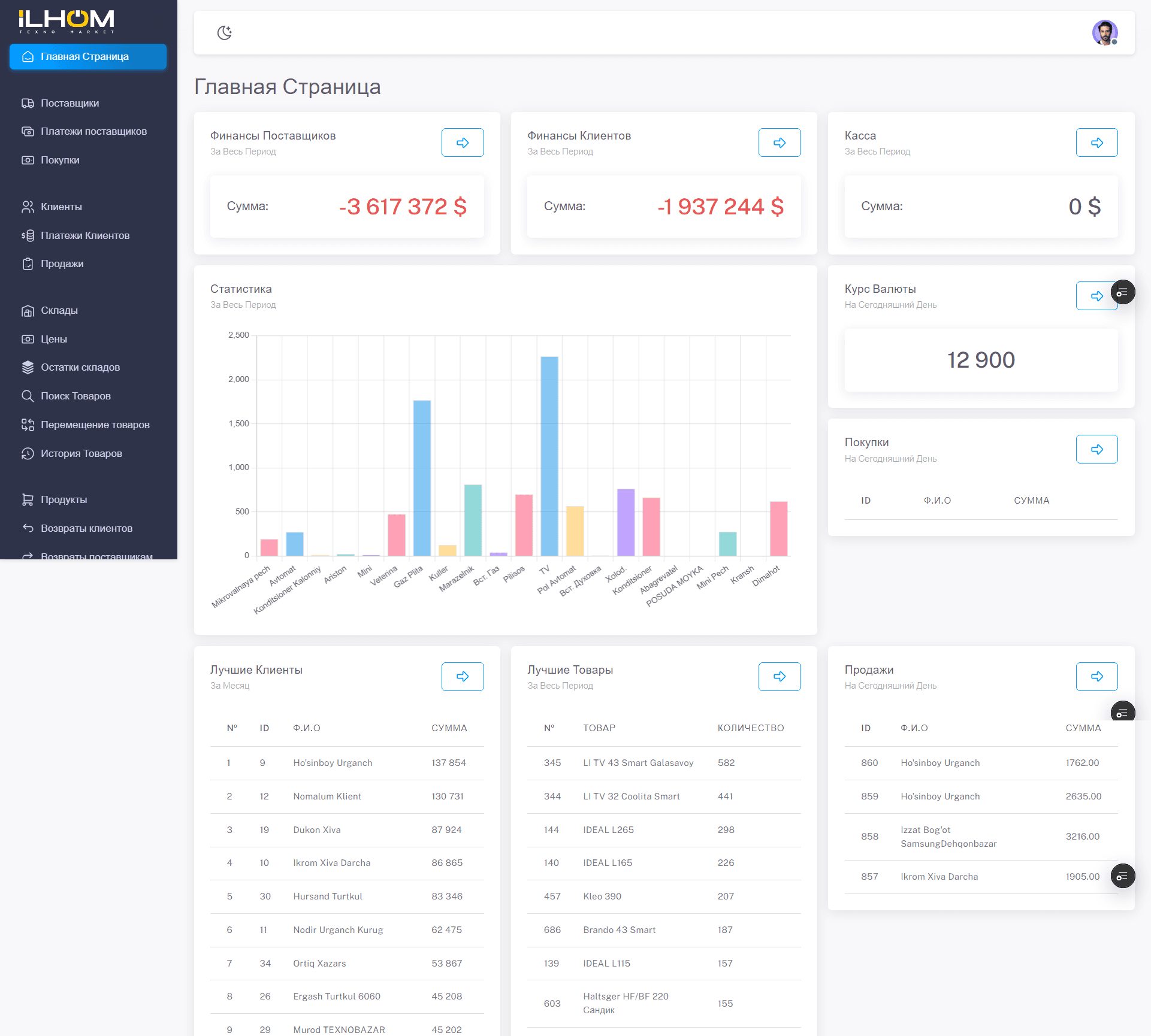 Preview of the Ilhom Market e-commerce website
