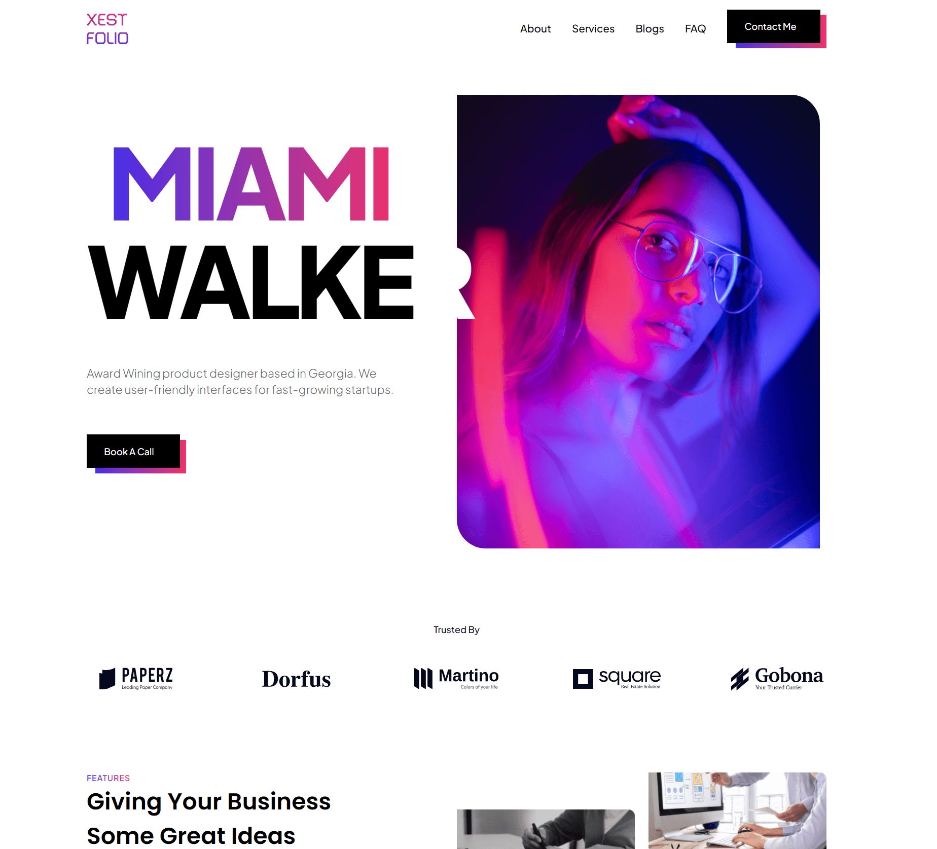 Preview of the Simplex portfolio website